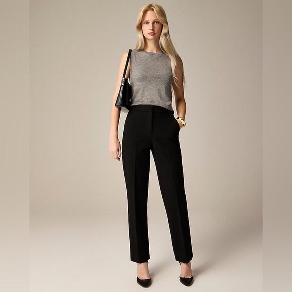 J. Crew Kate Straight-leg Pant In Four-season Stretch Black Trousers NWT Size 2 - Picture 1 of 8